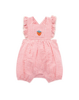 purebaby organic cotton baby clothes pink strawberry gingham romper