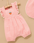 purebaby organic cotton baby clothes pink strawberry gingham romper