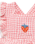 purebaby organic cotton baby clothes pink strawberry gingham romper