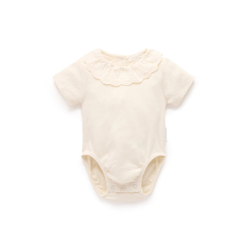 purebaby organic pointelle ruffle short sleeve bodysuit baby clothes