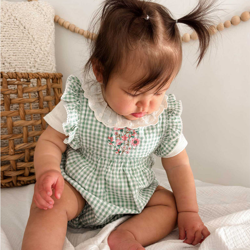 purebaby organic pointelle ruffle short sleeve bodysuit baby clothes