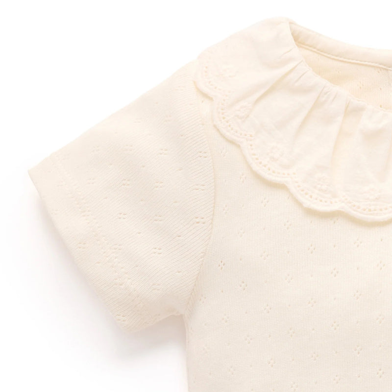 purebaby organic pointelle ruffle short sleeve bodysuit baby clothes