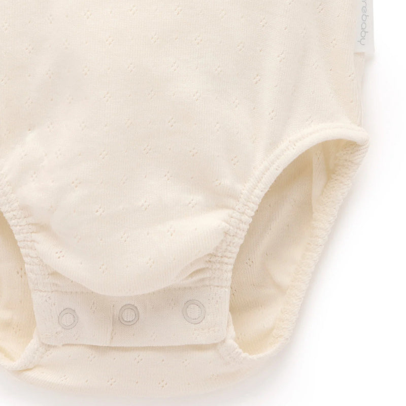 purebaby organic pointelle ruffle short sleeve bodysuit baby clothes