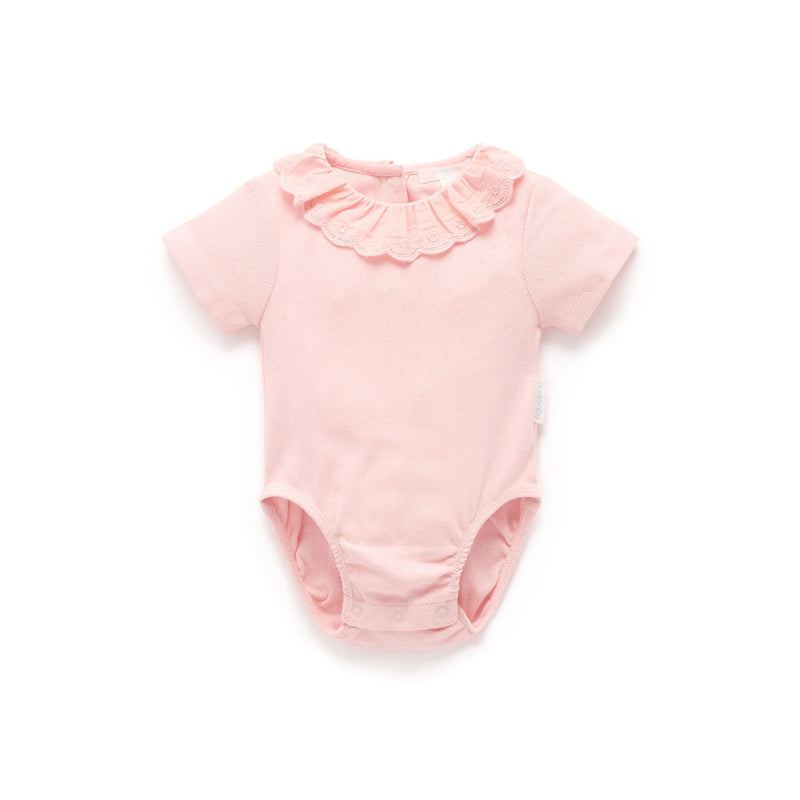 purebaby organic pointelle ruffle short sleeve bodysuit baby clothes