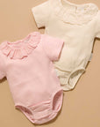 purebaby organic pointelle ruffle short sleeve bodysuit baby clothes