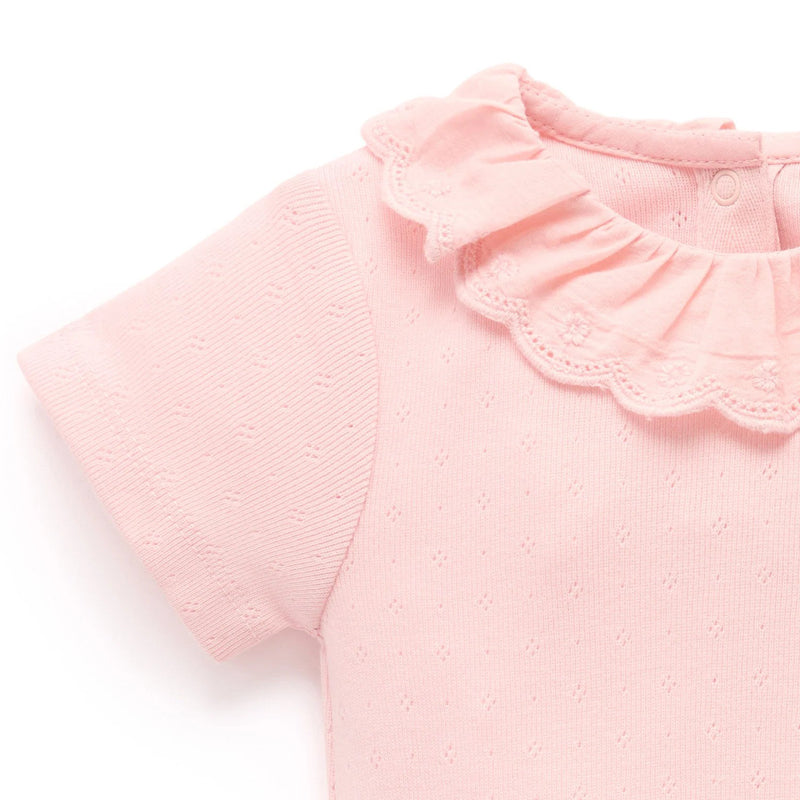 purebaby organic pointelle ruffle short sleeve bodysuit baby clothes