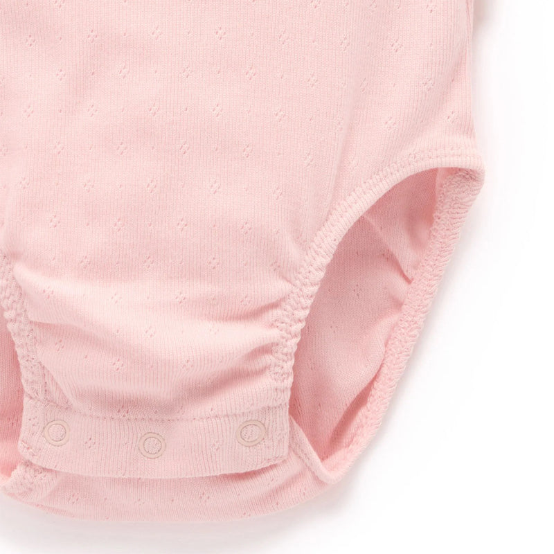 purebaby organic pointelle ruffle short sleeve bodysuit baby clothes