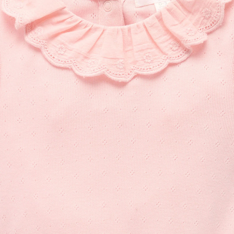 purebaby organic pointelle ruffle short sleeve bodysuit baby clothes