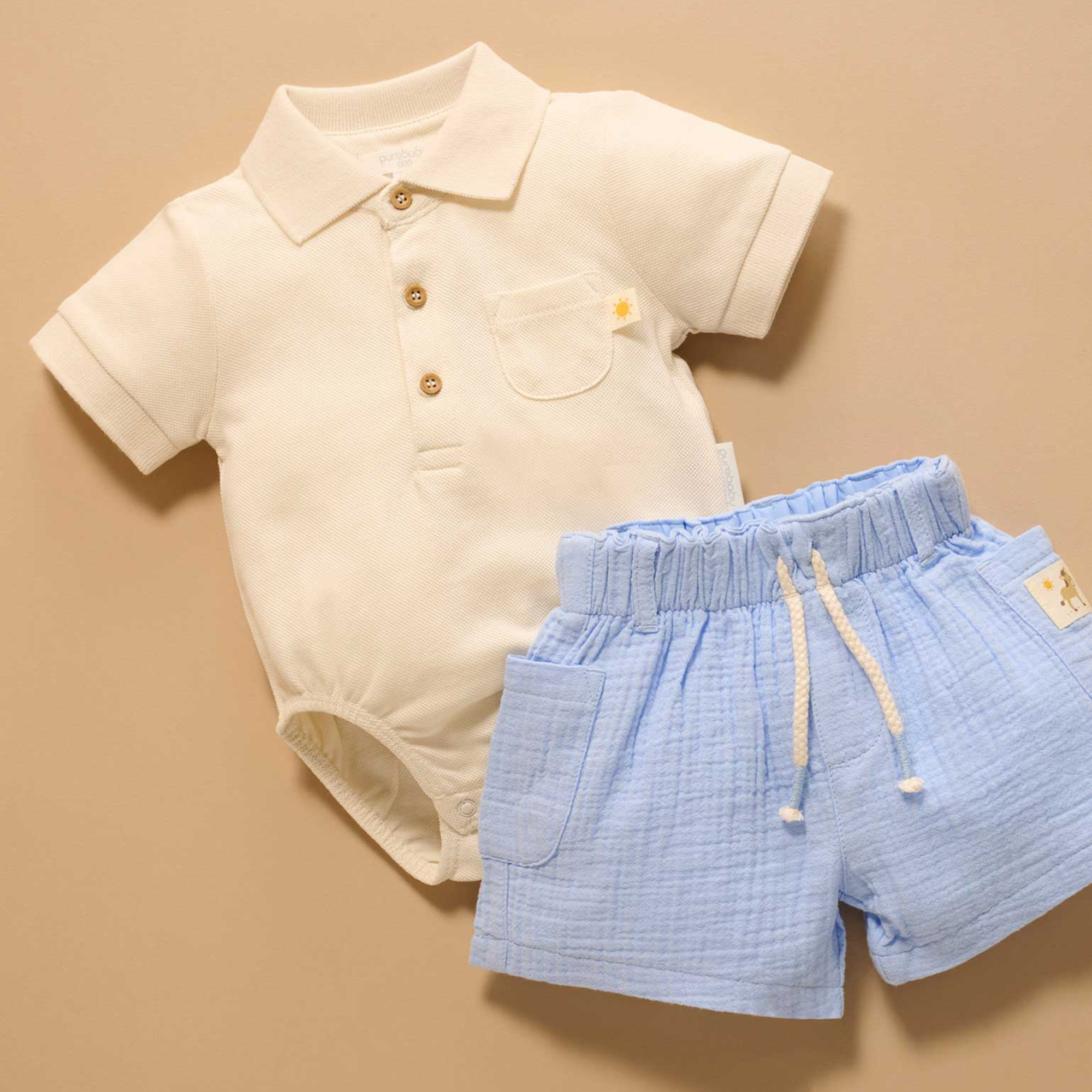 purebaby organic cotton polo bodysuit baby clothes