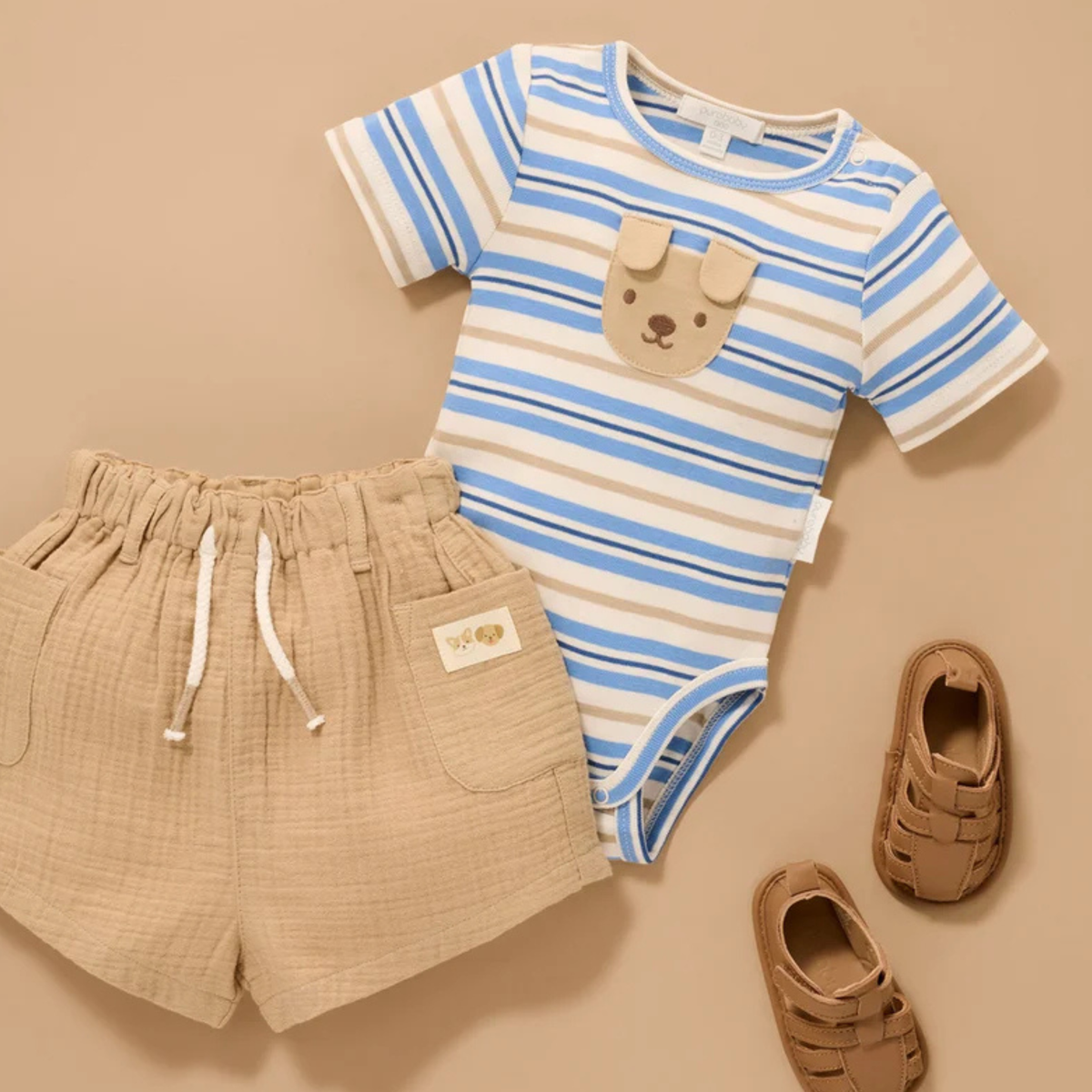 purebaby organic cotton baby clothes puppy bodysuit baby boy