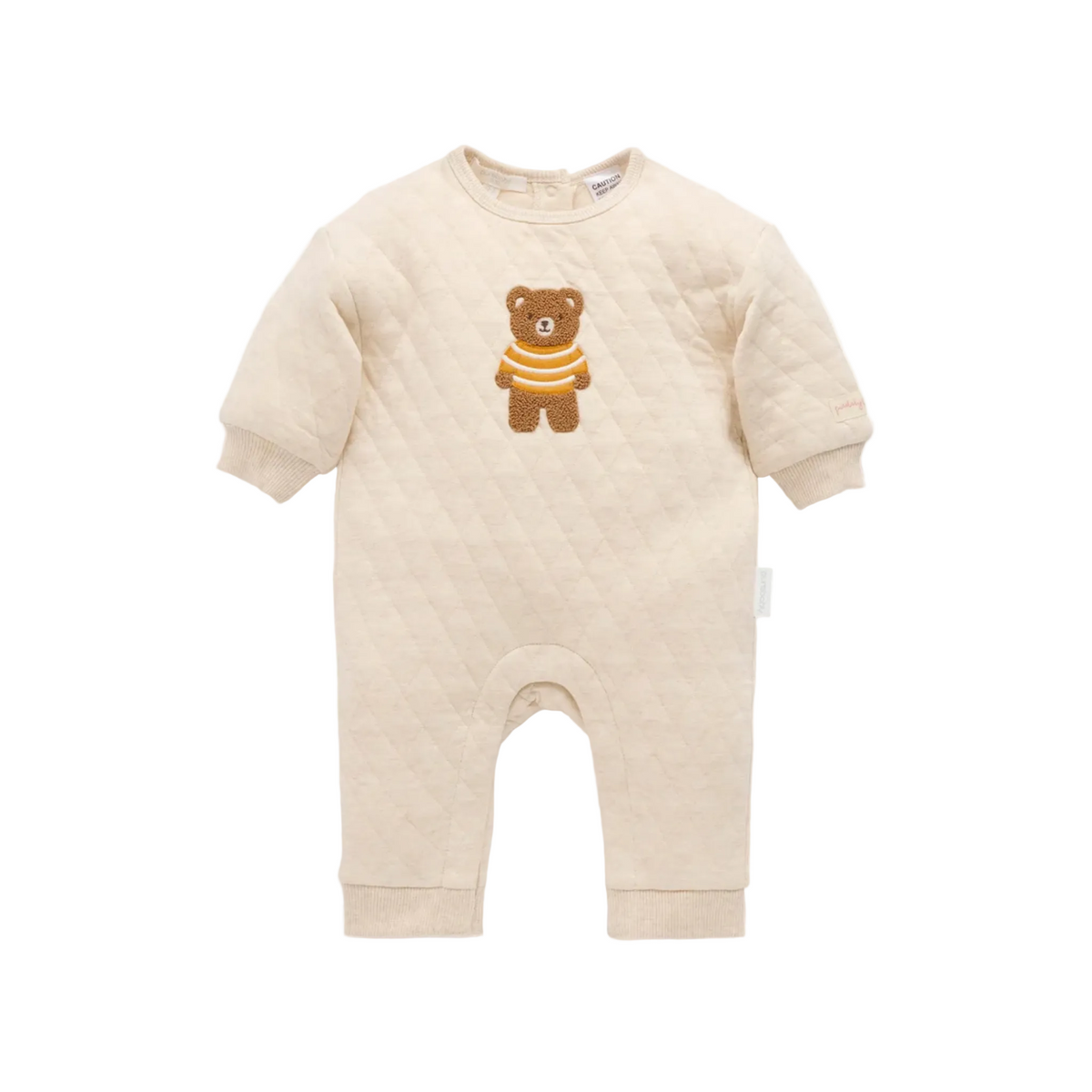 purebaby organic quilted track growsuit wheat bear organic cotton baby clothes travel
