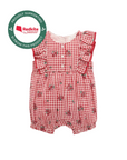 purebaby organic festive gingham ruffle romper christmas baby clothes