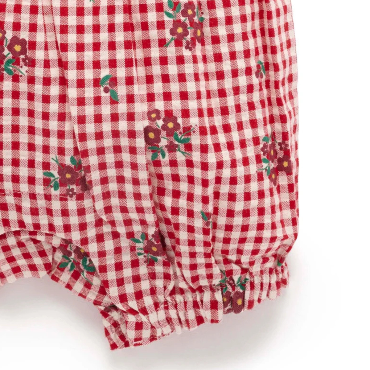Festive Gingham Ruffle Romper