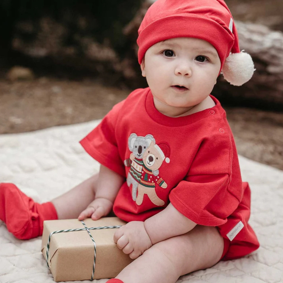 purebaby organic cotton baby clothes christmas hugs bodysuit