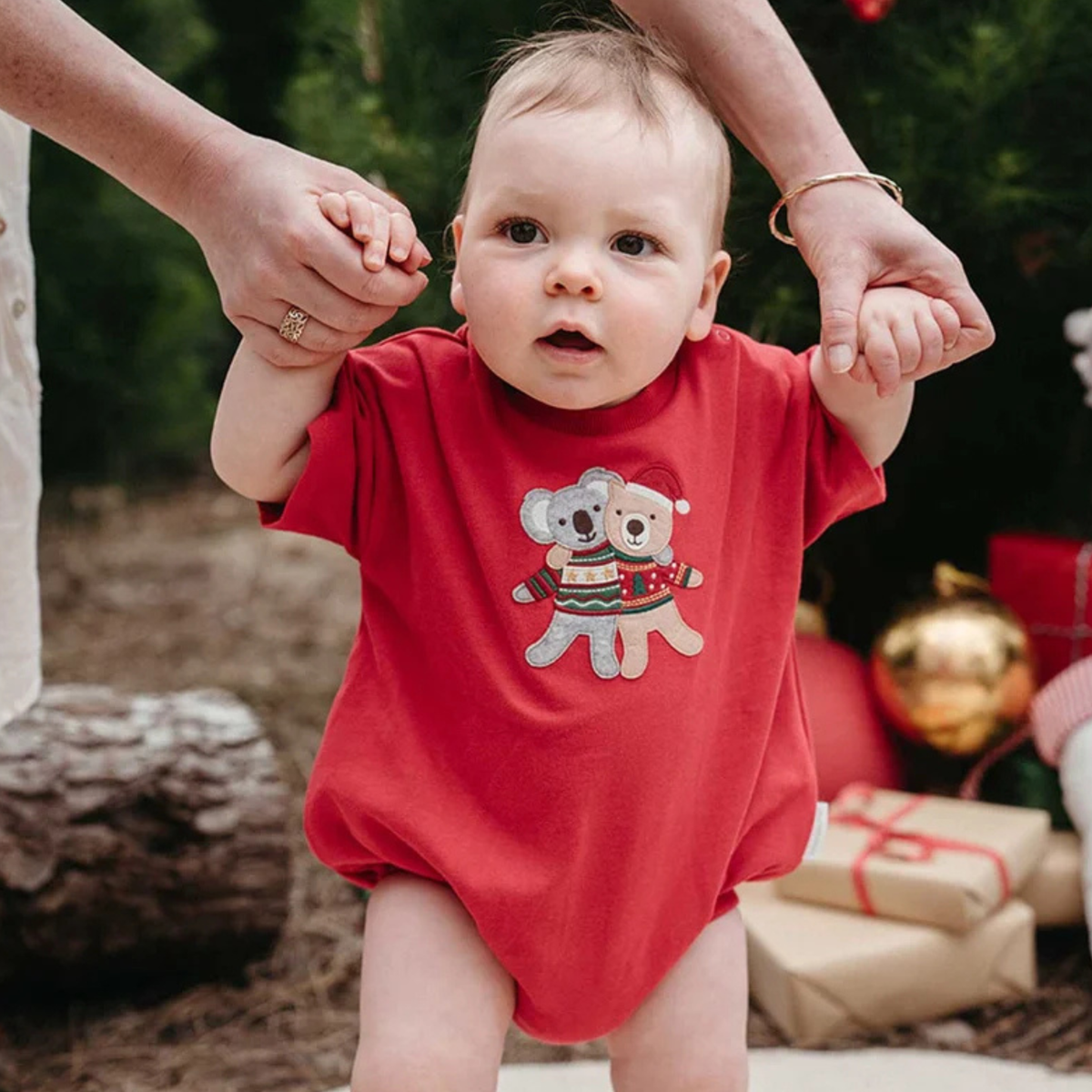 purebaby organic cotton baby clothes christmas hugs bodysuit