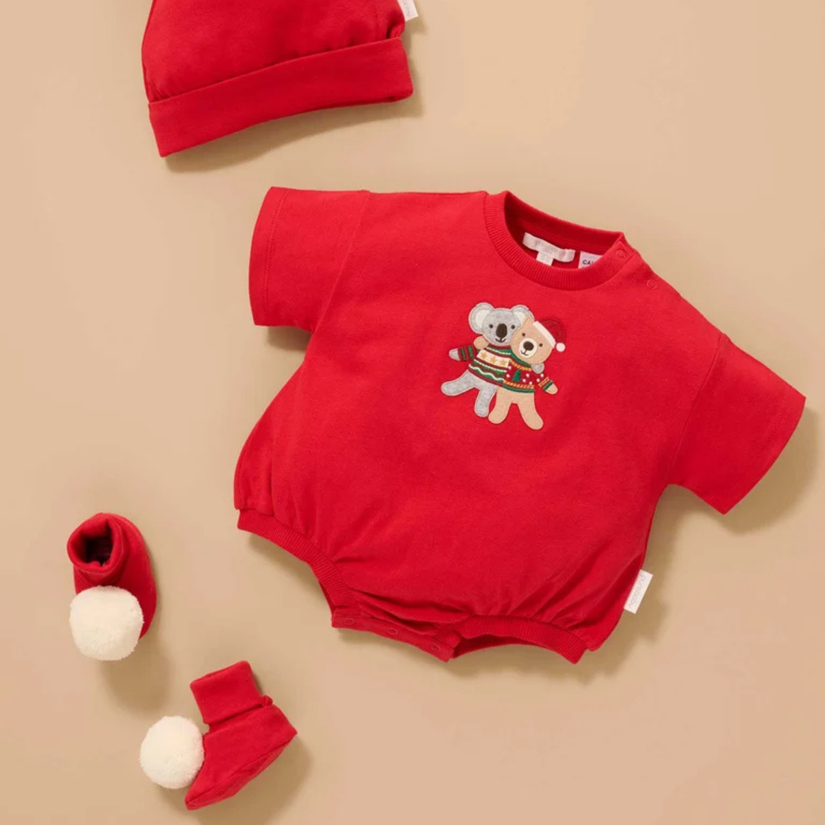 purebaby organic cotton baby clothes christmas hugs bodysuit
