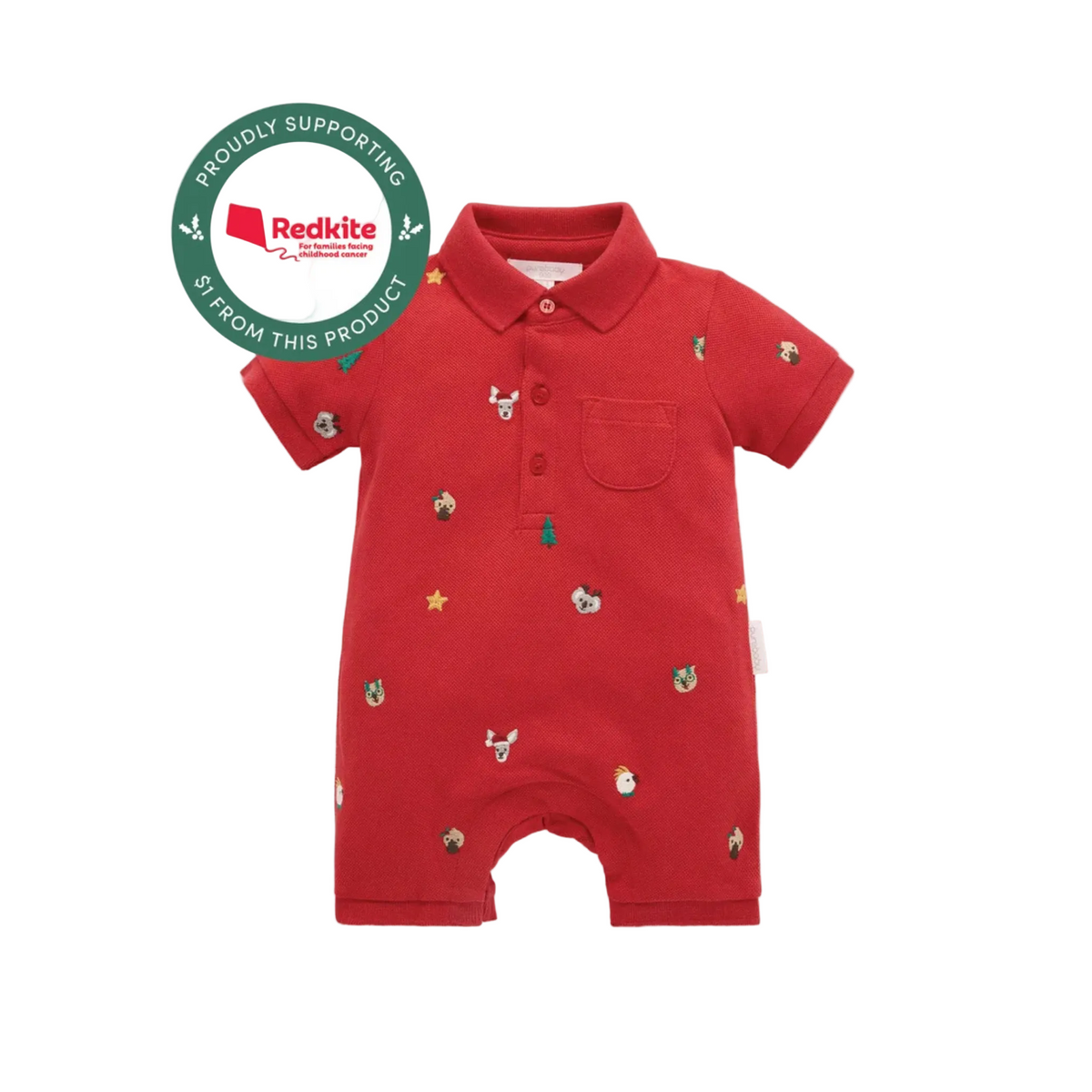 purebaby organic baby clothes christmas polo growsuit