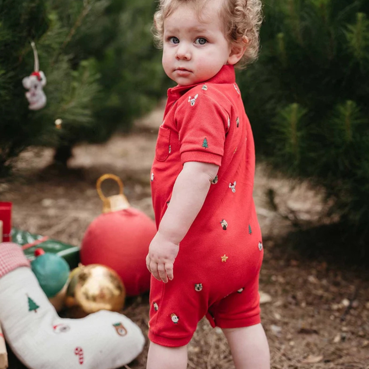 purebaby organic baby clothes christmas polo growsuit