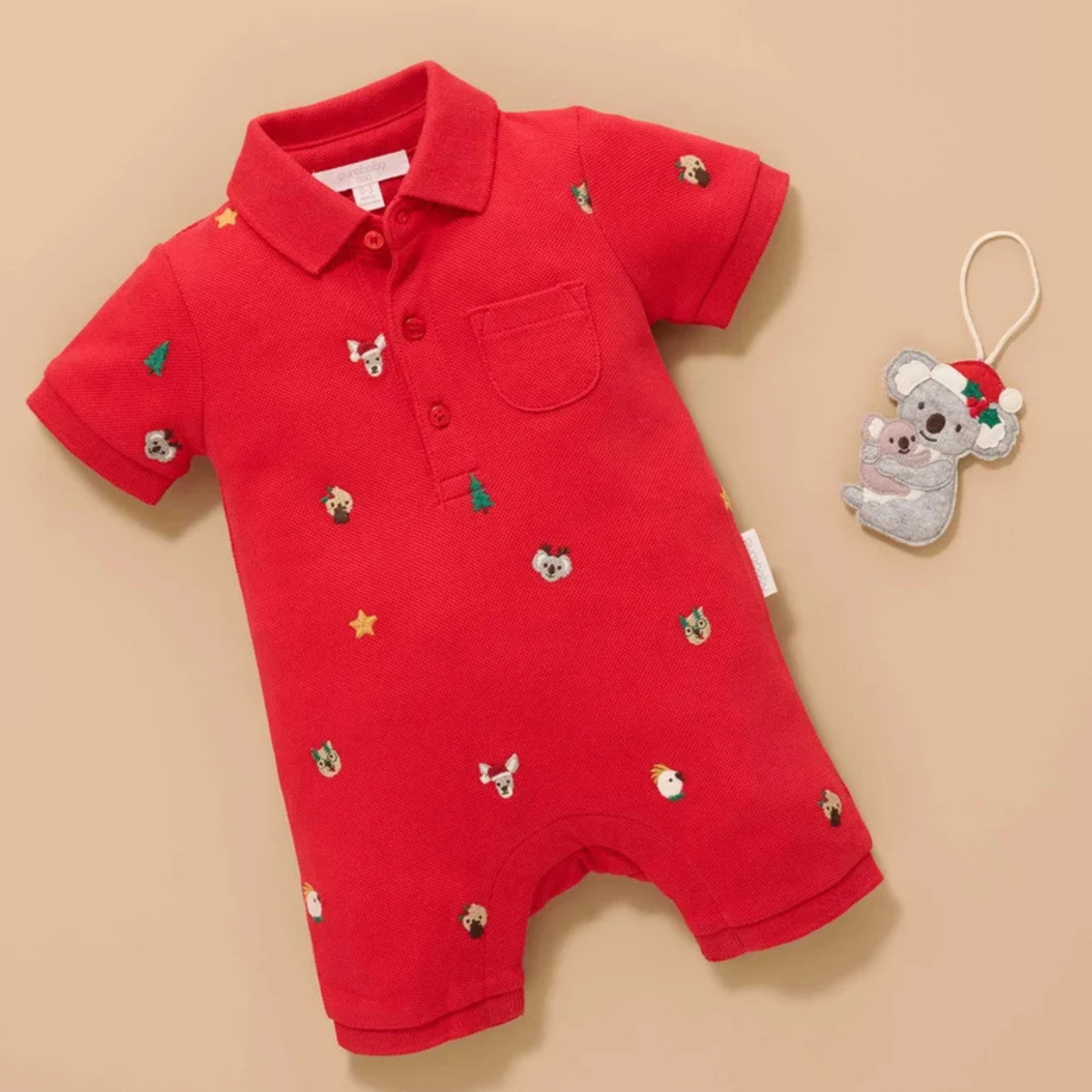purebaby organic baby clothes christmas polo growsuit