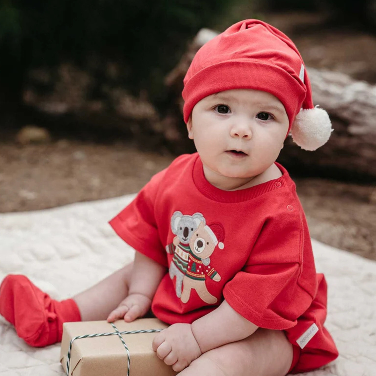 purebaby organic cotton red santa hat baby christmas