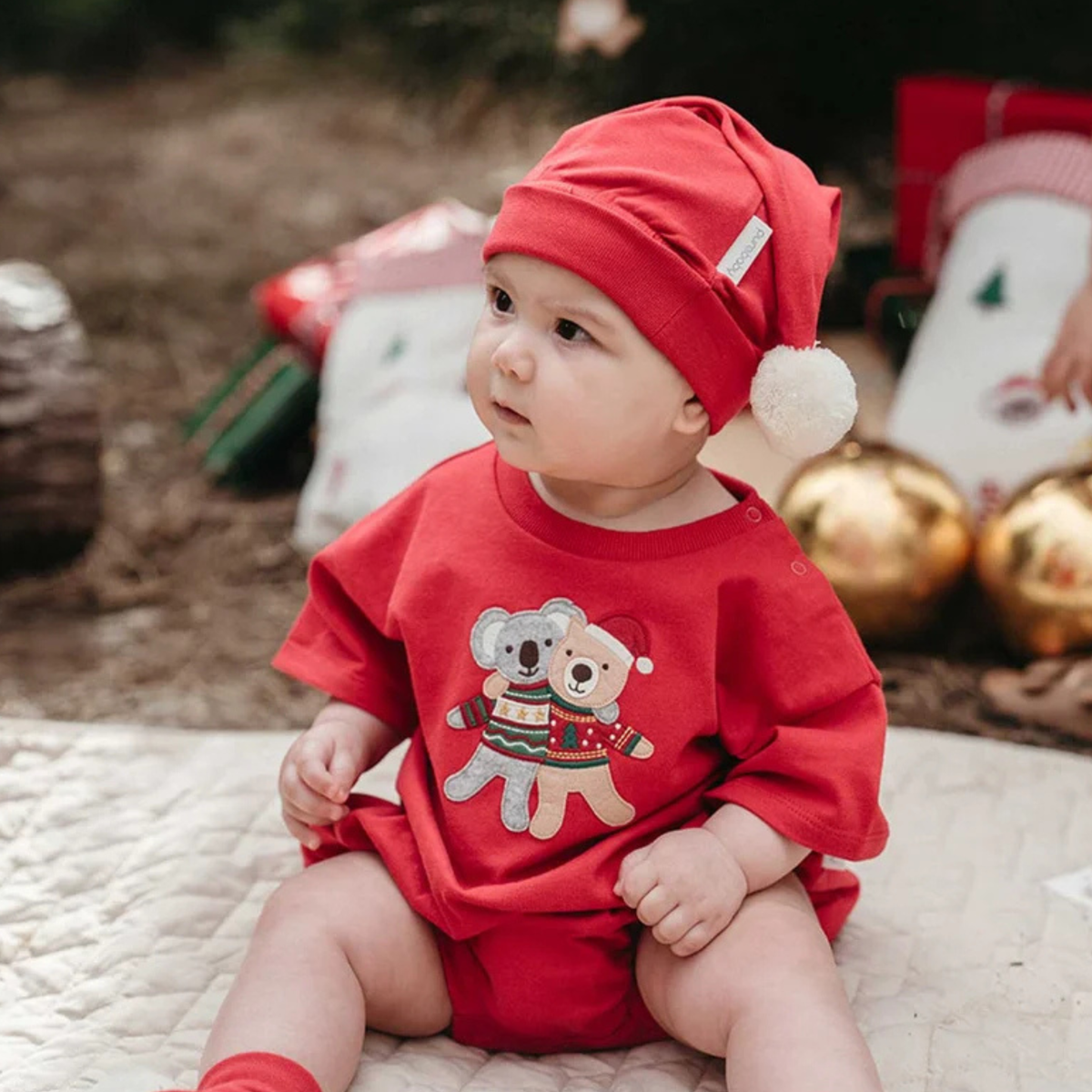 purebaby organic cotton red santa hat baby christmas