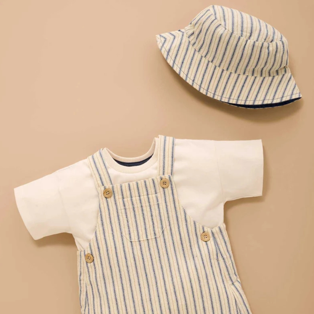 purebaby organic cotton baby kids hat reversible bucket hat ticking stripe