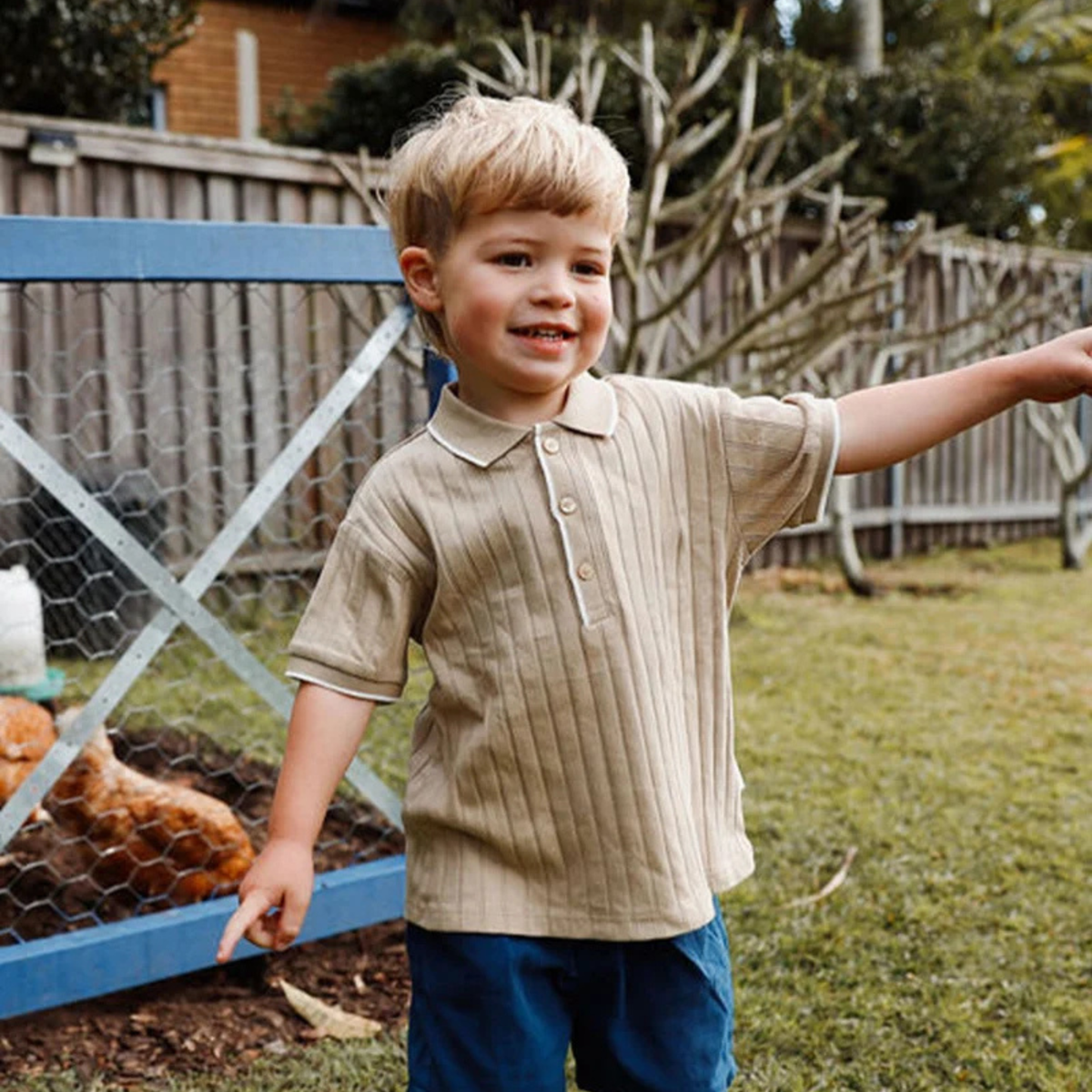 purebaby organic rib polo tee boys