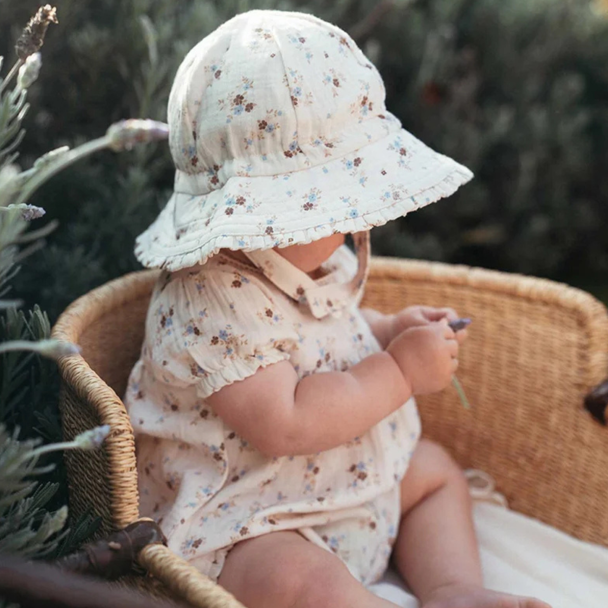 purebaby organic cotton baby sun hat garden ditsy summer hat kids