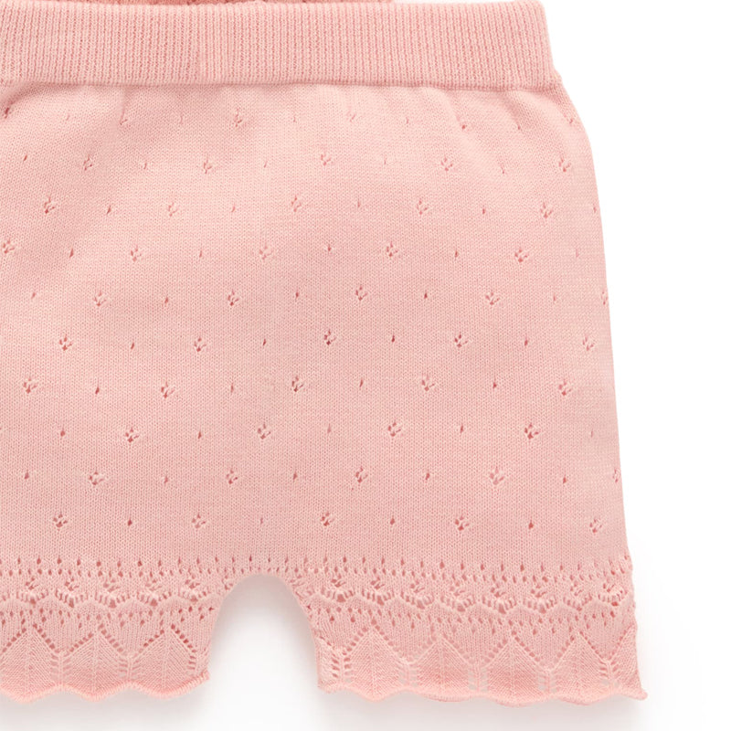 purebaby organic cotton baby girl clothes pink scalloped knit set kids