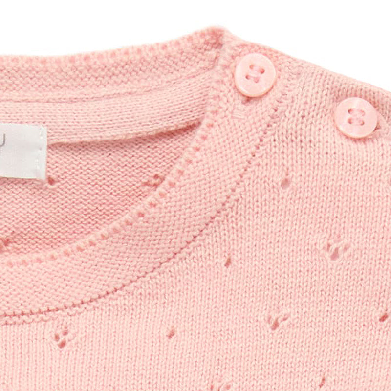 purebaby organic cotton baby girl clothes pink scalloped knit set kids