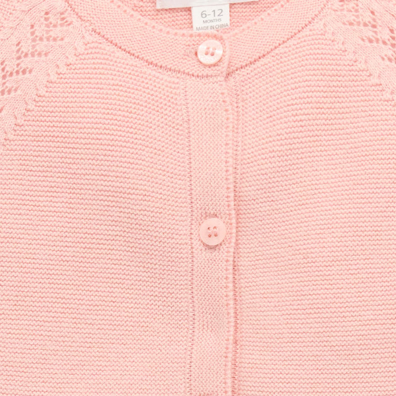 purebaby organic cotton baby girl clothes pink scalloped cardigan kids