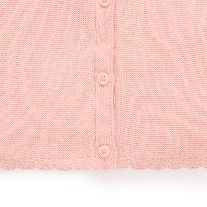 purebaby organic cotton baby girl clothes pink scalloped cardigan kids