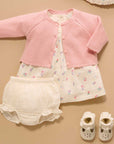 purebaby organic cotton baby girl clothes pink scalloped cardigan kids