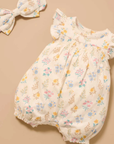 purebaby organic cotton baby romper posy shirred romper baby girl