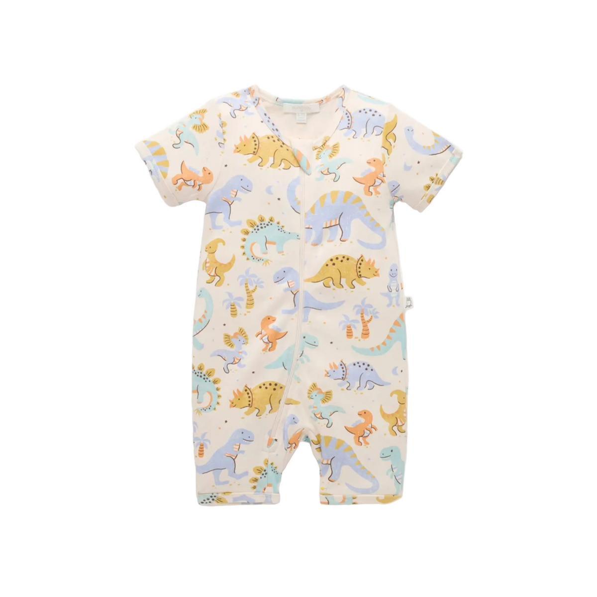 purebaby organic cotton baby romper dino sleepysaurus short pj growsuit