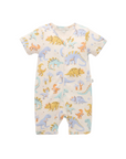 purebaby organic cotton baby romper dino sleepysaurus short pj growsuit