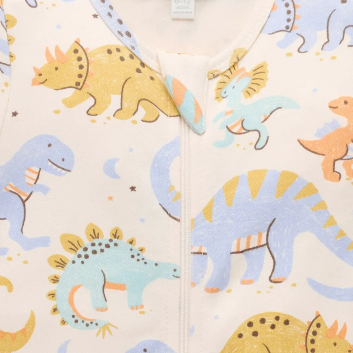 purebaby organic cotton baby romper dino sleepysaurus short pj growsuit