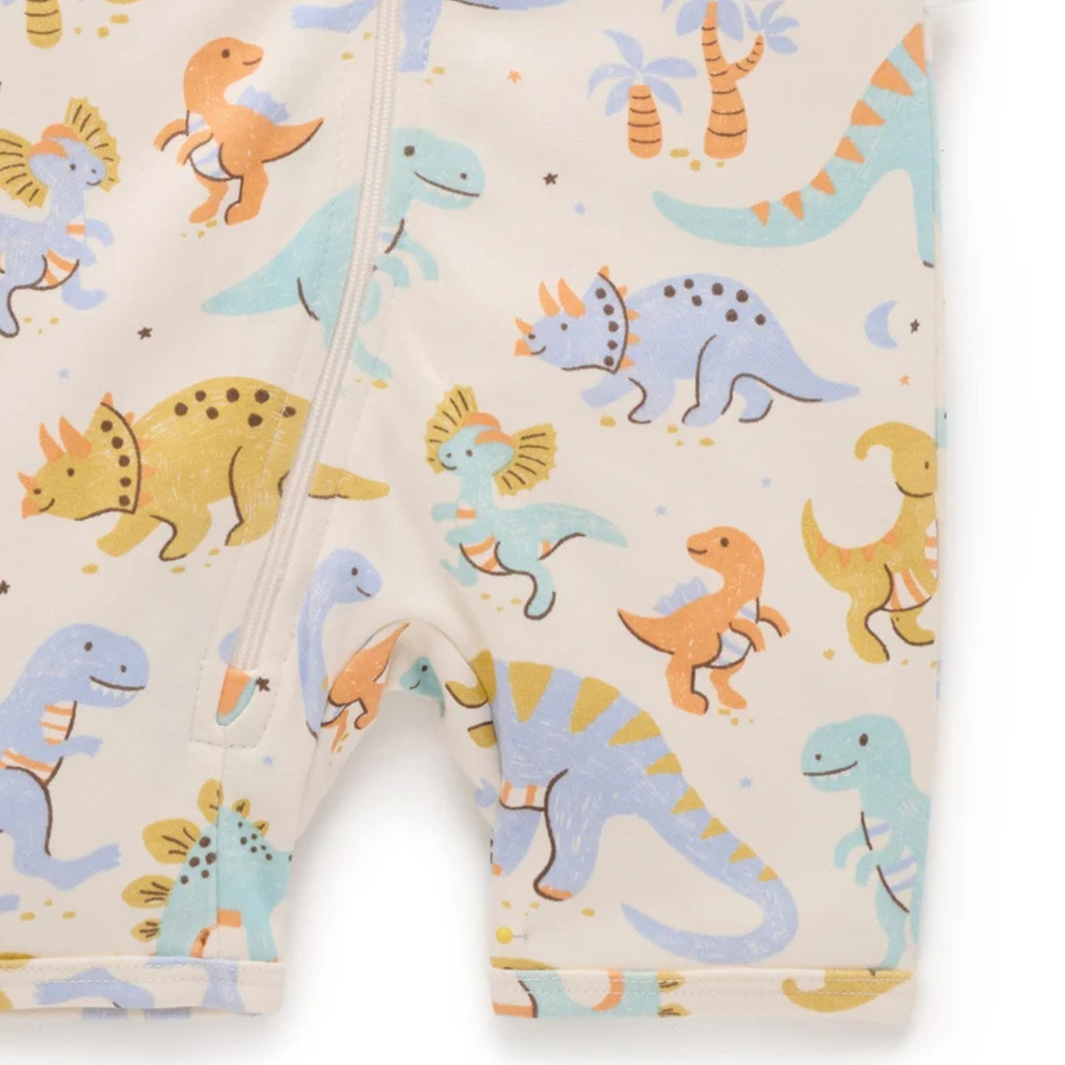 purebaby organic cotton baby romper dino sleepysaurus short pj growsuit