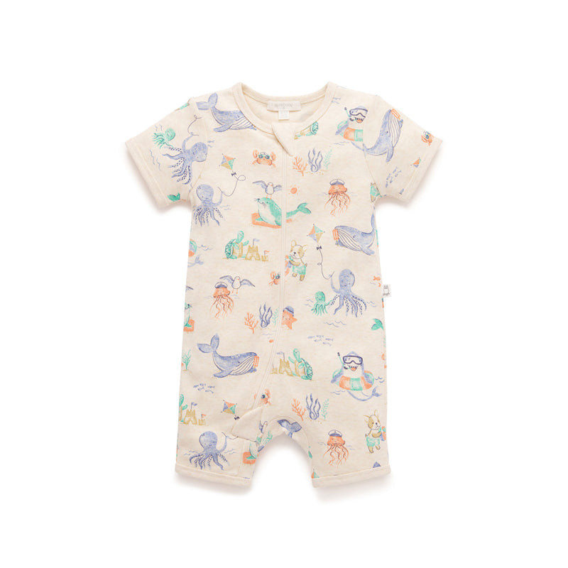 purebaby organic cotton baby romper splish splash baby boy boys