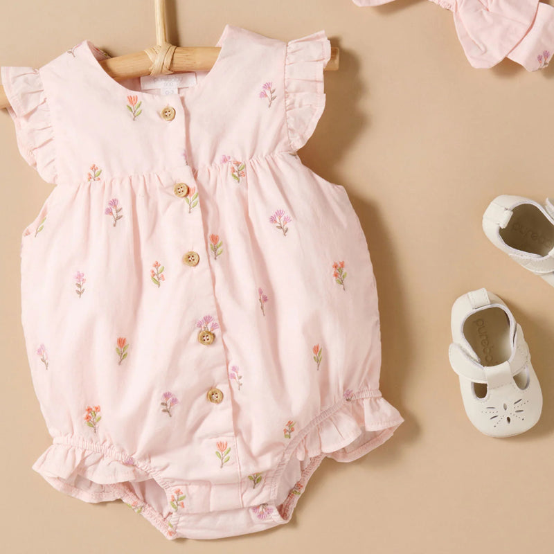 purebaby organic spring embroidered bodysuit baby