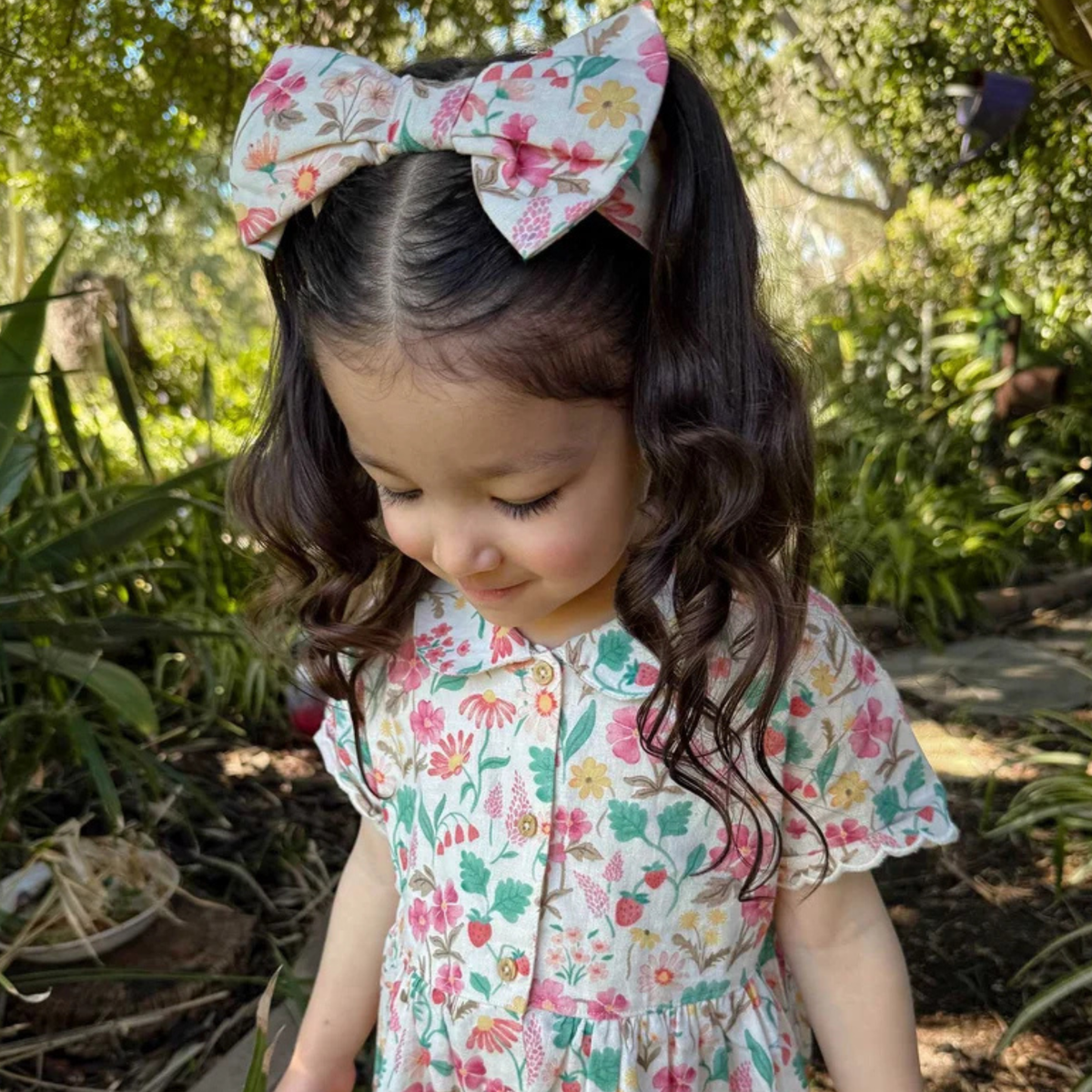purebaby organic cotton summer bow headband girls