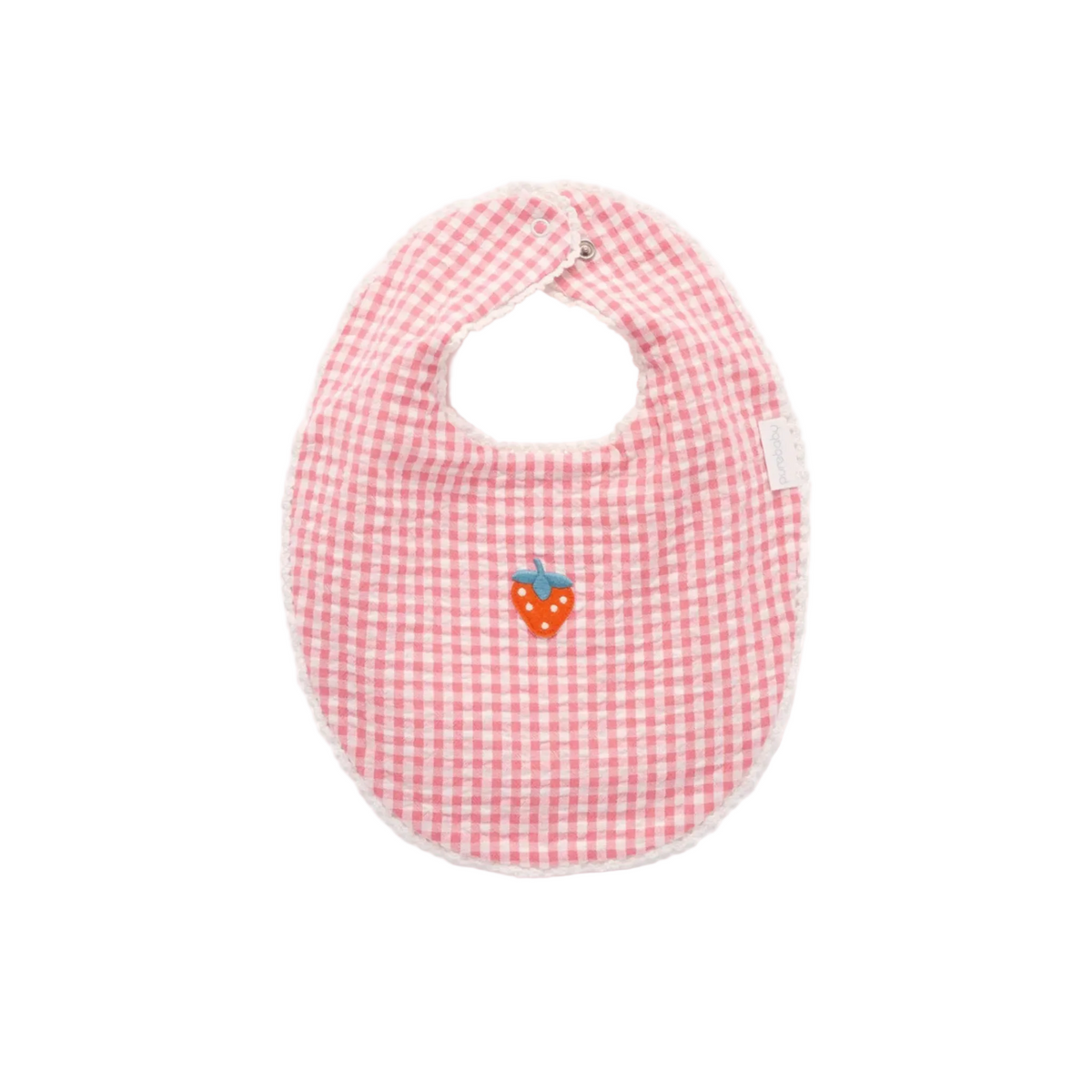 purebaby organic cotton baby clothes strawberry gingham bib