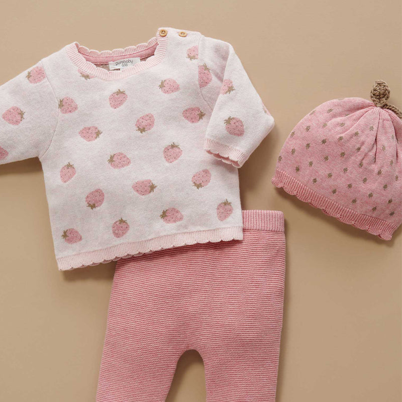 Strawberry Jacquard Wool Blend Jumper