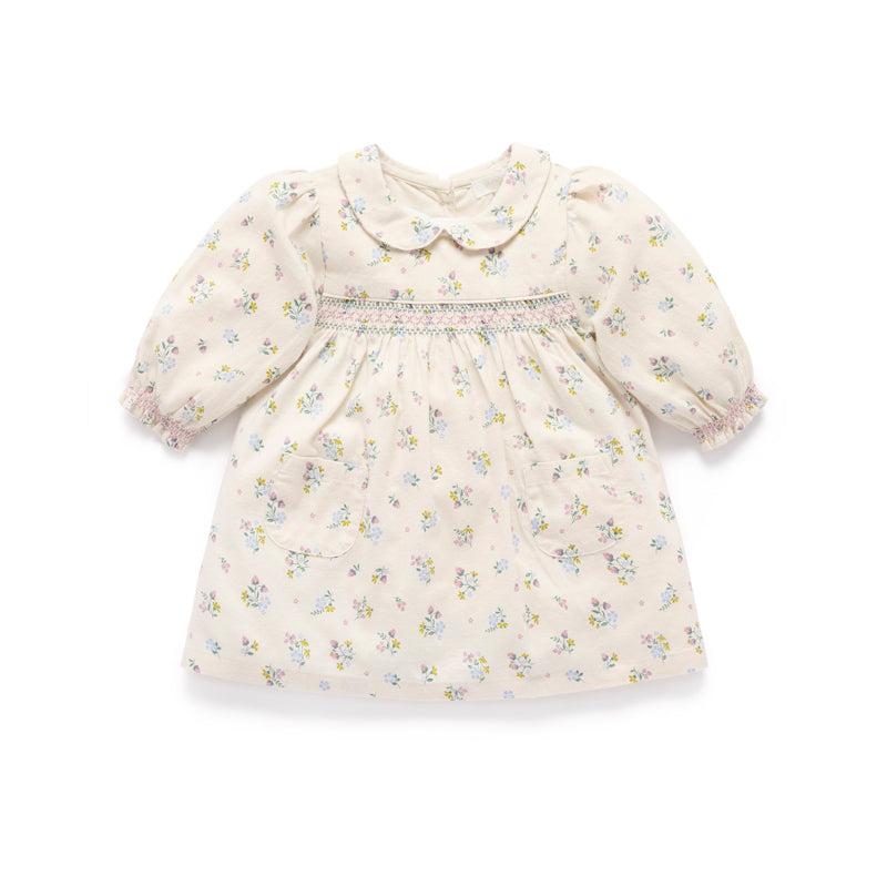 purebaby organic strawberry smocked dress baby girl