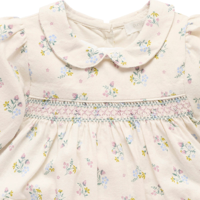 purebaby organic strawberry smocked dress baby girl