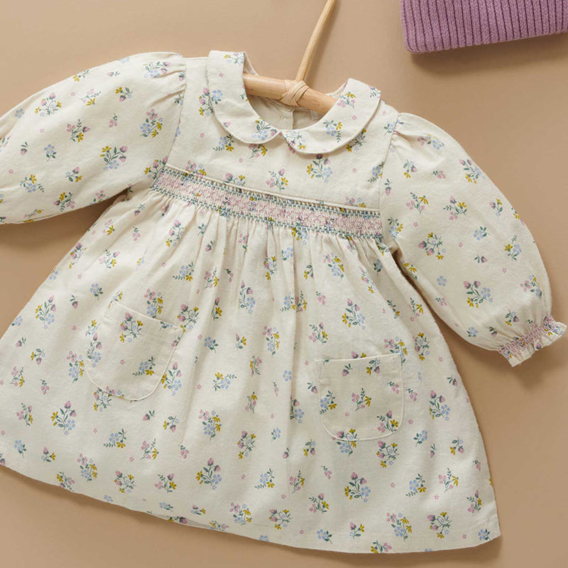 purebaby organic strawberry smocked dress baby girl