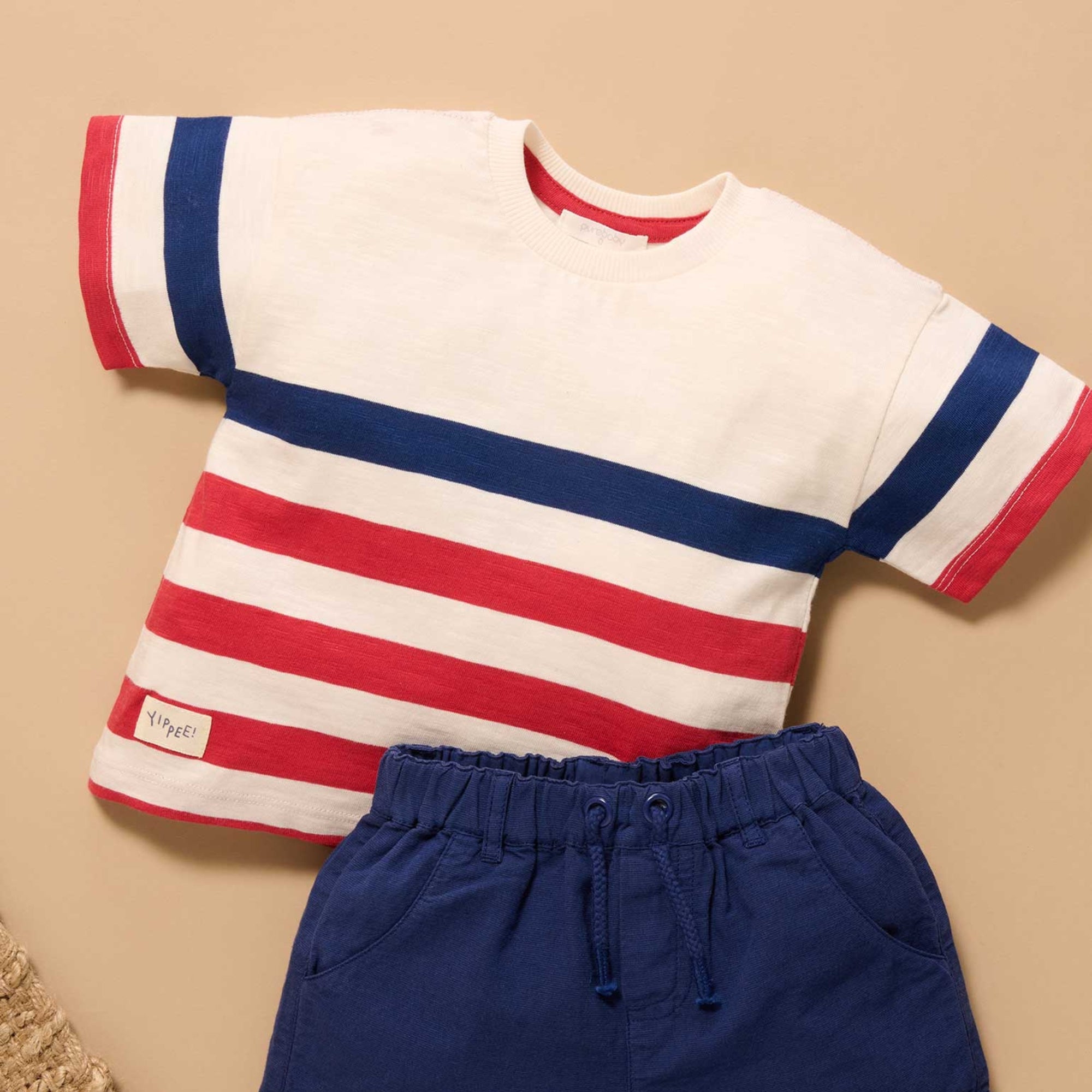 red white blue stripe purebaby organic top baby kids