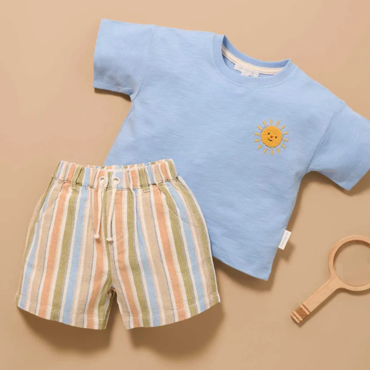 purebaby organic baby kids clothes bluebell sunshine relaxed tee blue tshirt boys