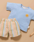 purebaby organic baby kids clothes bluebell sunshine relaxed tee blue tshirt boys