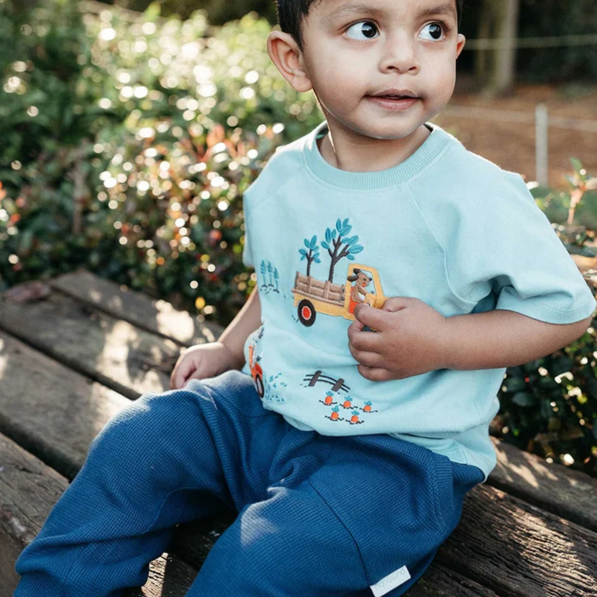 purebaby organic cotton baby kids textured slouchy pants french navy